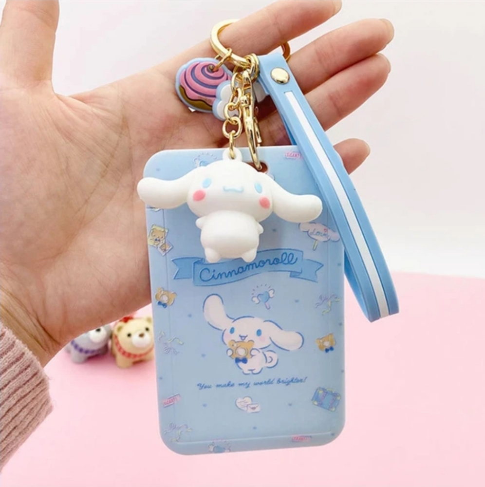 CINNAMOROLL Gold Keychain and Card Holder Case